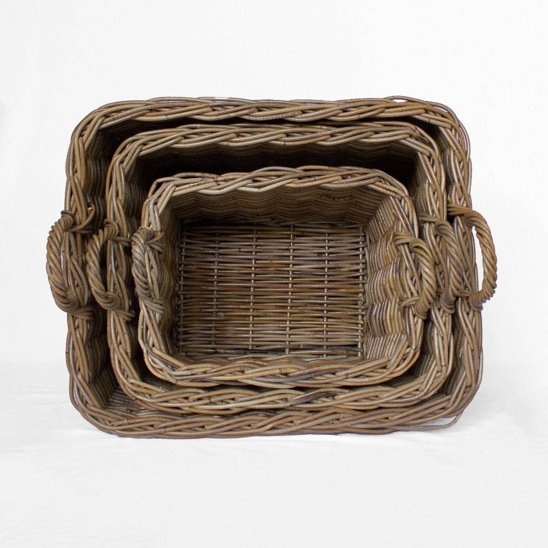 Basketly – Cesta por atacado – Cesto retangular de armazenamento em rattan com alças3