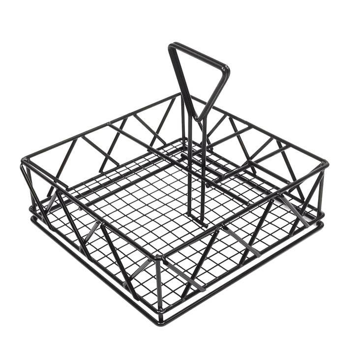 FIXTUREDISPLAYS – Großhandel Gewürz-/Dipschale – 8X8X7" Draht-Gewürzhalter Tisch-Salz-Pfeffer-Ketchup-Flaschen-Organizer 196945