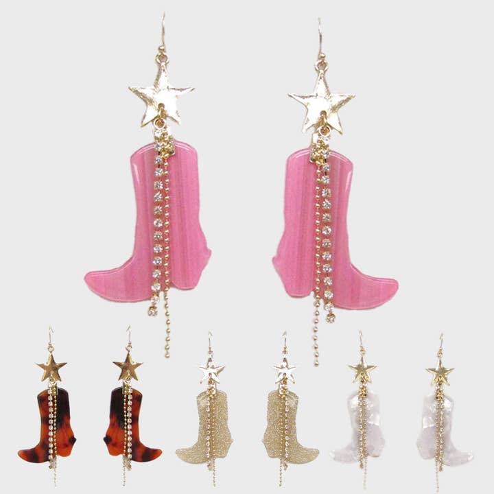 Cowboy Cowgirl Boot Drop Earrings for wholesale by Fashion City