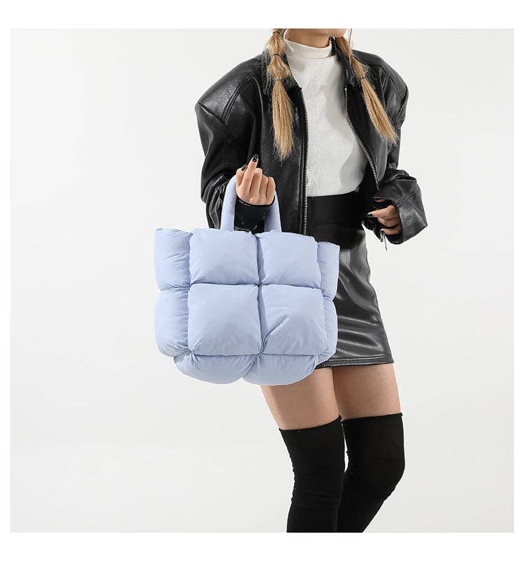 Dipped Shop - Wholesale Tote Bag - Women's - Simple Puffer Tote Bag Solid Color Soft Handbag DP809131