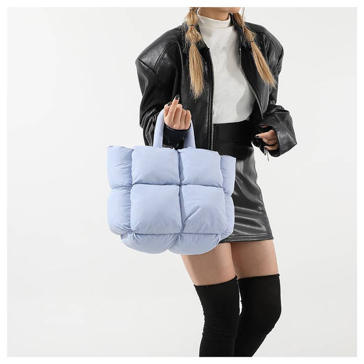 Dipped Shop - Wholesale Tote bag – Women's - Simple Puffer Tote Bag Solid Color Soft Handbag DP809131