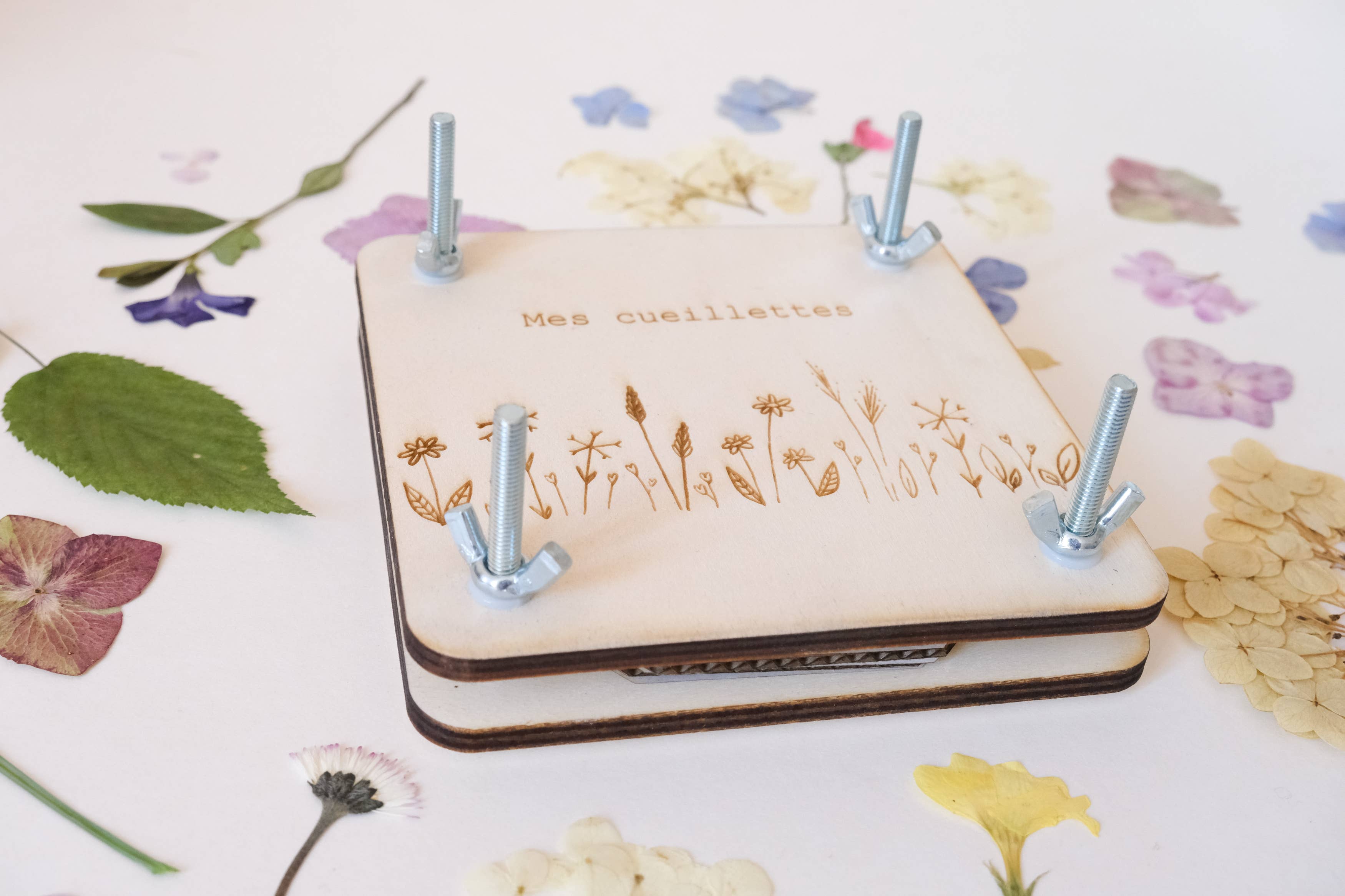 L'Atelier des Epatants – Kit de artesanato DIY por atacado – Prensa pequena para flores com herbário de madeira5