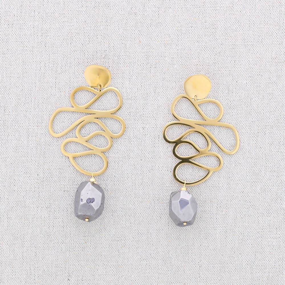Sonata - Wholesale Snap Jewelry - Filigree Stone Steel Earrings8