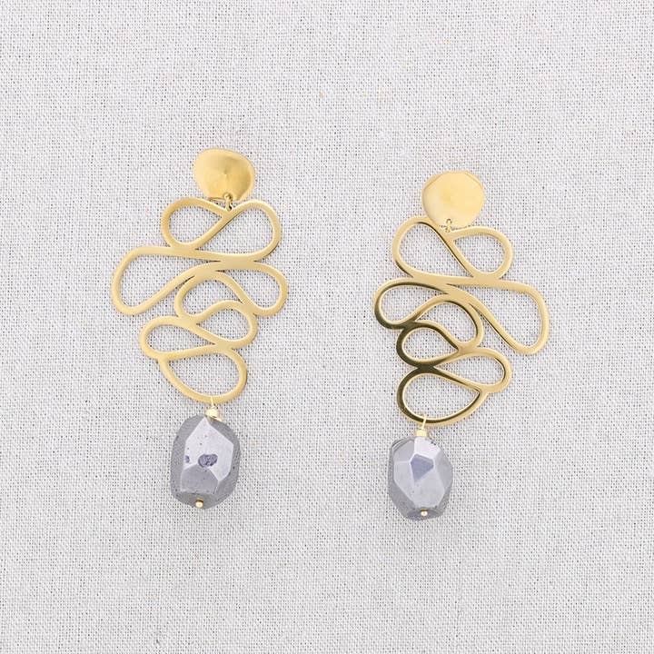 Sonata - Wholesale Snap Jewelry - Filigree Stone Steel Earrings8