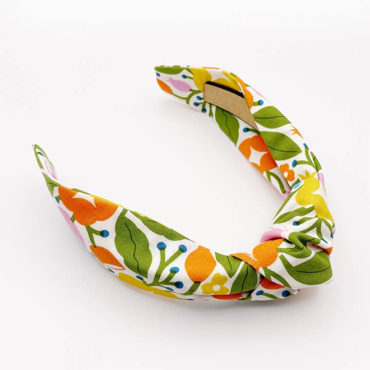 Bold Floral Knotted Headbands, Orange Floral Womens Headband for wholesale by ELSE