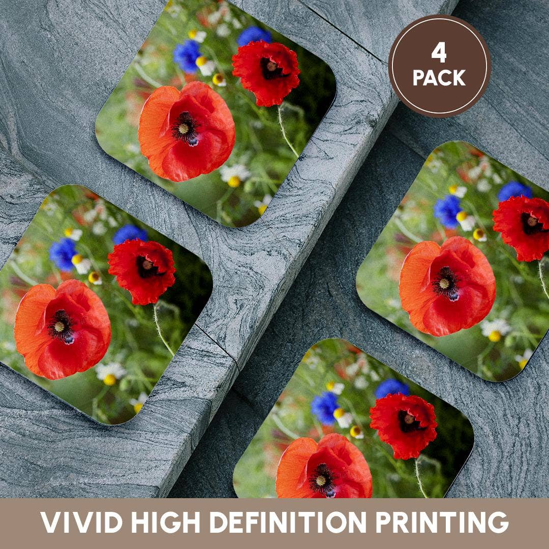 3dRose - Wholesale Coasters - 3dRose, Image of Poppy Flower Close Up, Coaster12