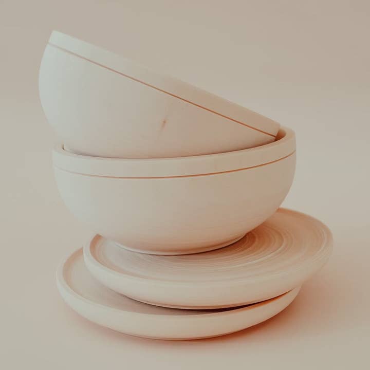 Petit Abode - Wholesale Wood Toy - Kids - The Wooden Dining Set (plate and bowl)0