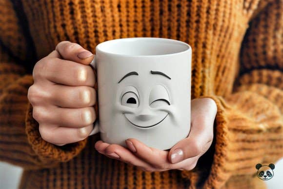 SubliMasterUK – wholesale Coffee mug – Winking Cartoon Face 3D Mug0