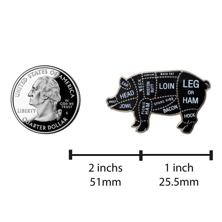 Real Sic - Wholesale Lapel Pin/Button - Pig Butcher Cuts Enamel Pin - Pork Diagram Lapel Pin for Hat3