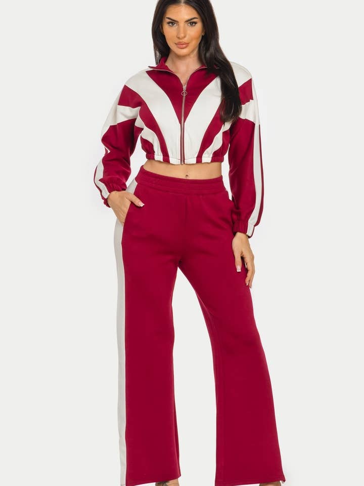 Two-Piece Zip-Up Track Set for wholesale by J2 FASHION