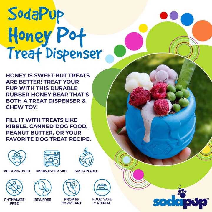 SodaPup Dog Toys - Wholesale Pet Treat Jar - Dog - PUP-X Honey Pot Treat Dispenser