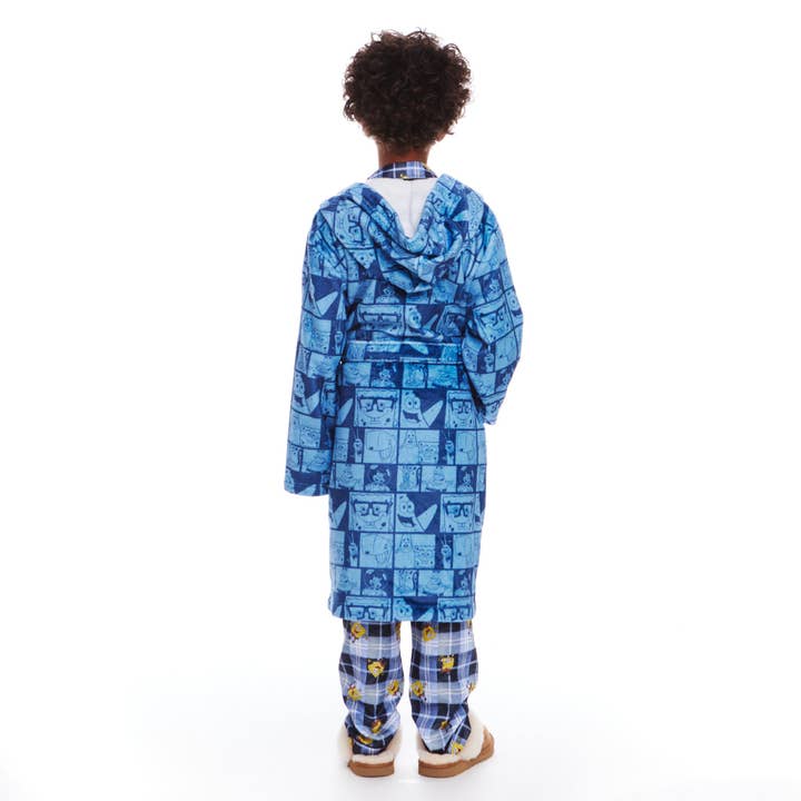Navy SpongeBob SquarePants™ x Andy & Evan® | Kids (3-12) Spongebob Fleece Robe | Blue Collage for wholesale on Faire