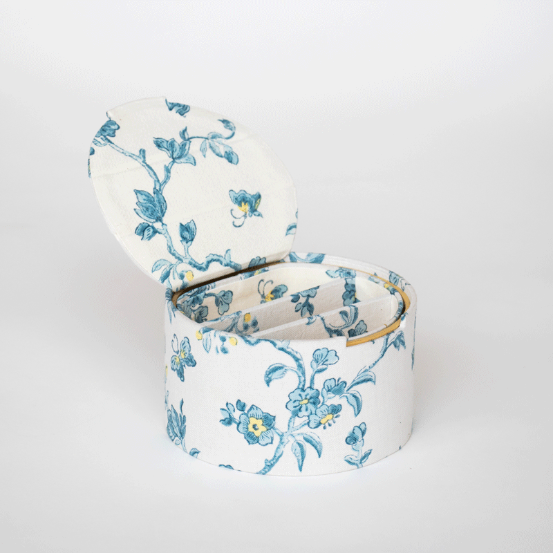 Craft Boat – wholesale Desk organiser – ROUND KEEPSAKE JEWELLERY BOX - INDIGO3