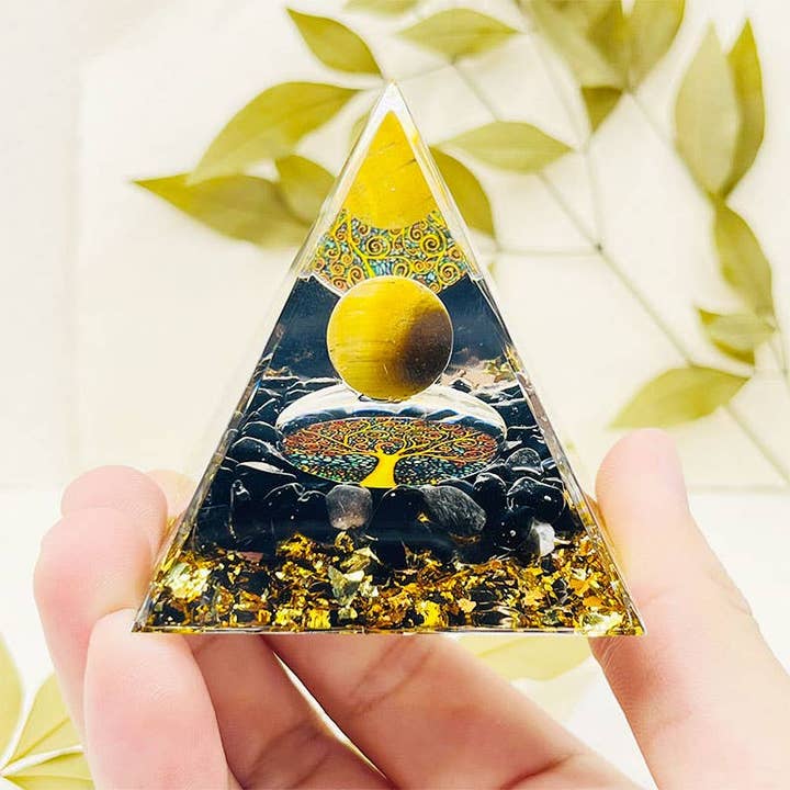 GemMeet - Wholesale Spiritual Stone/Crystal - Tiger Eye Sphere & Obsidian Protection Orgone Pyramid2