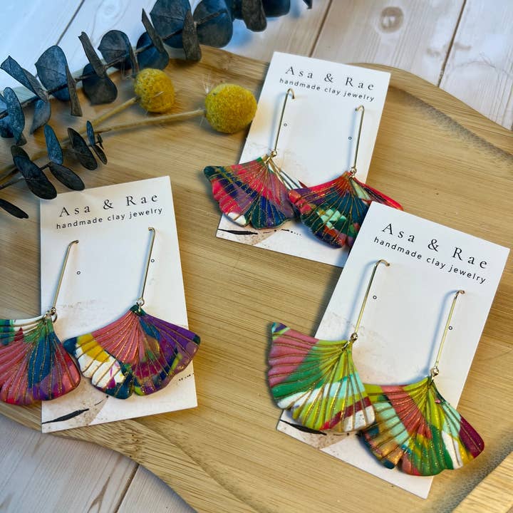 Asa&Rae - Wholesale Dangle Earrings - Ginkgo Leaf Dangle7