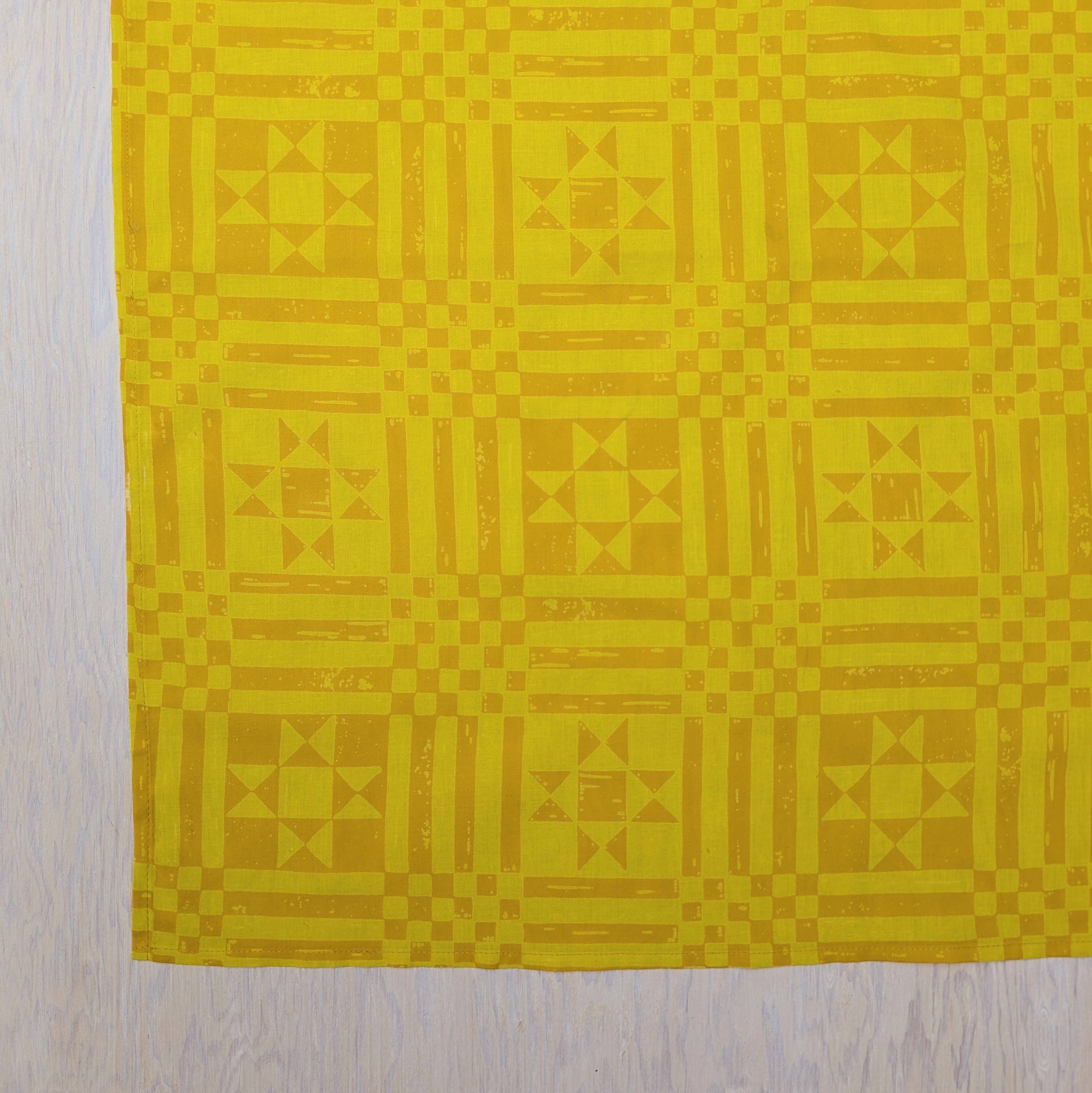 ilikesara | art + goods – wholesale Bandana – Women's – bandana | sawtooth yellow gold - geometric folk quilt pattern scarf neckerchief8