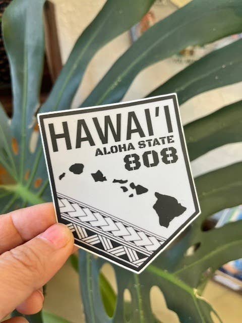 Autocollant HAWAII 808 ÉTAT ALOHA pour la vente par Island Stickers & More / Yuriko J. Design
