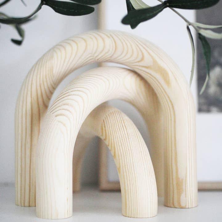 Wood Arch Set of Three Shelf Decor | Decorative Sculpture for wholesale by Paper House Print Shop