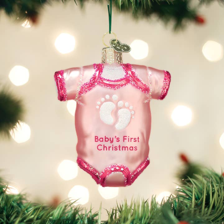 Pink Baby Onesie Ornament for wholesale by Old World Christmas