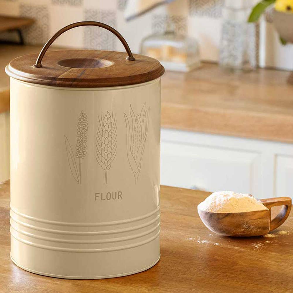 ExpoBazaar – wholesale Food storage container – Grain Storage Barrel with Wooden Lid -8.6X8.6X11"0