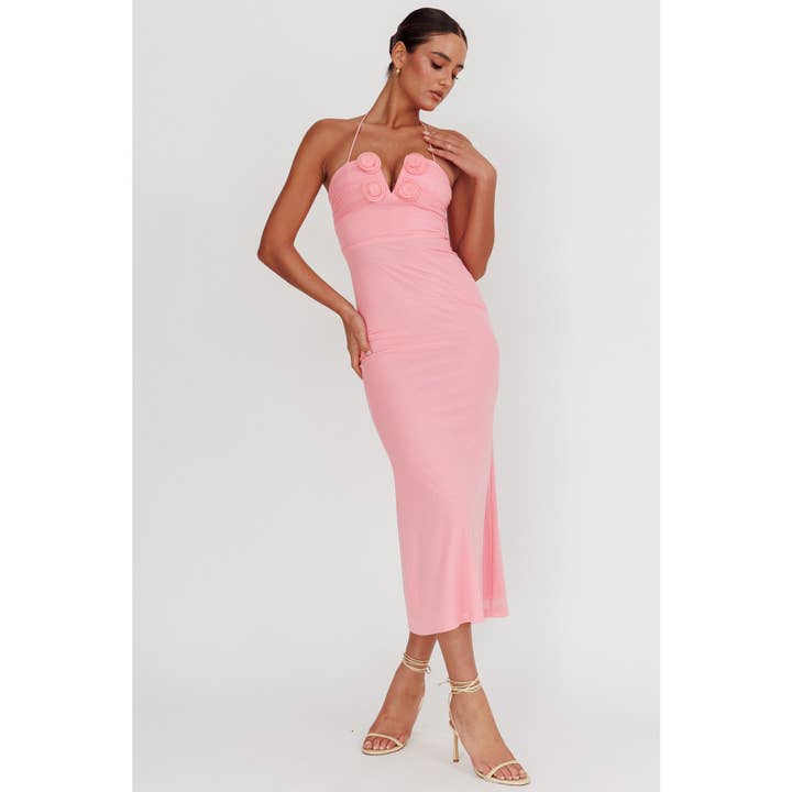 HALTERNECK BODYCON MIDI DRESS / CM6454H for wholesale by One and Only Collective