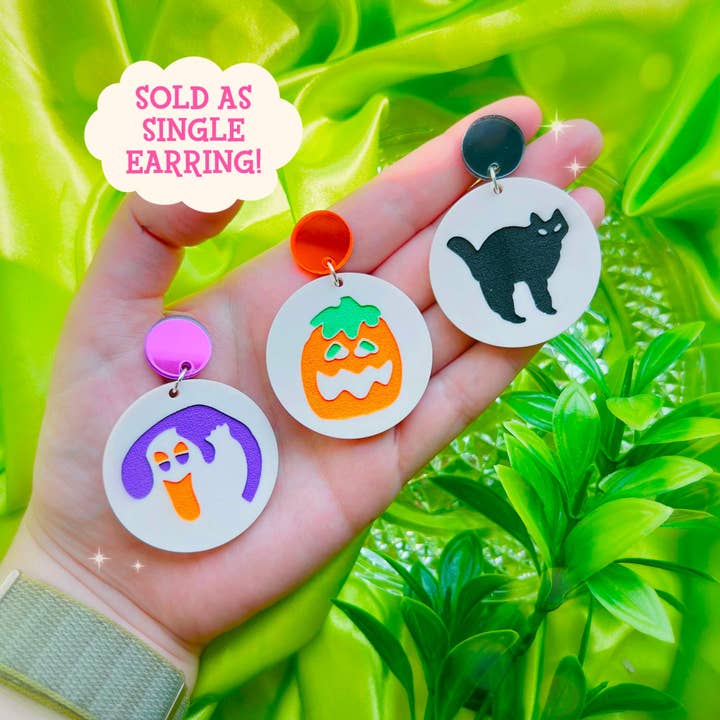 Spooky Cookies SINGLE Handmade Acrylic Earrings & Keychains for wholesale by KGF Jewelry