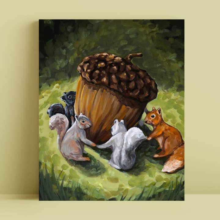 Squirrels, Acorn Art Print | 8x10'' | Woodland Animal Decor for wholesale by Doro Marcello