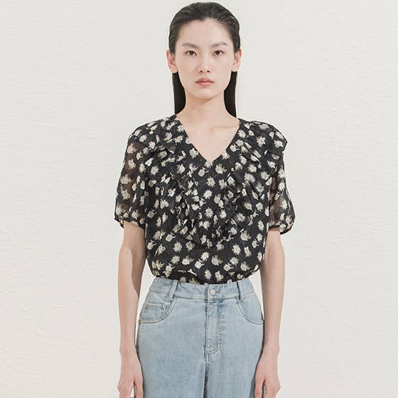 Lucy Floral Printed Cotton Top for wholesale by Justzzu