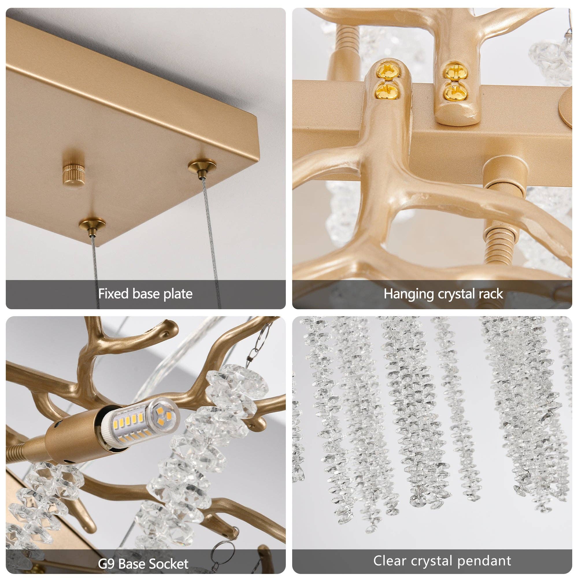 39F Inc. - Wholesale Chandelier/Hanging Light - 39"Modern Golden Pendant Light ＆ Cascading Crystal Strands9