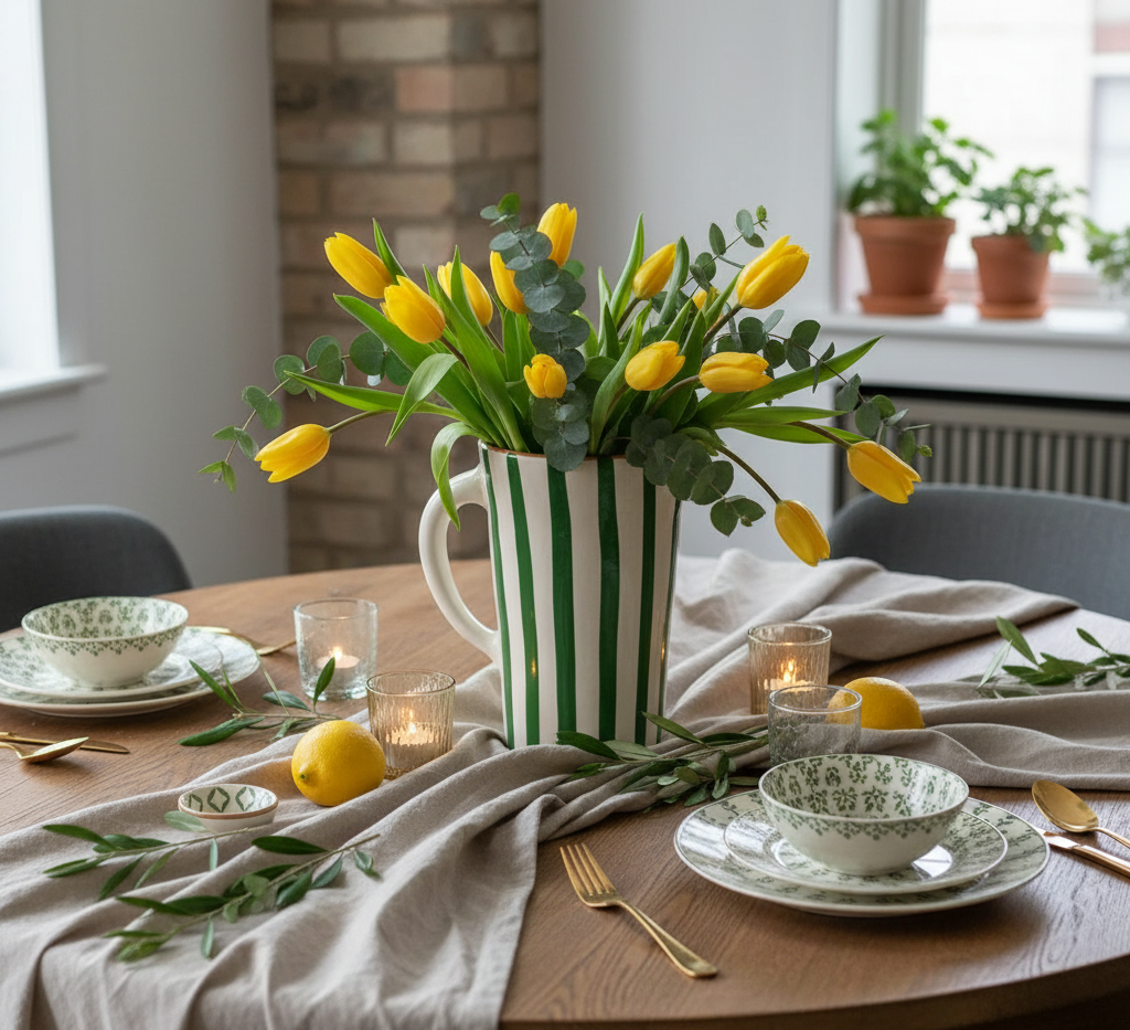 High crafty - Wholesale Carafe - Handmade White Ceramic Carafe with Green Stripes – Gift5