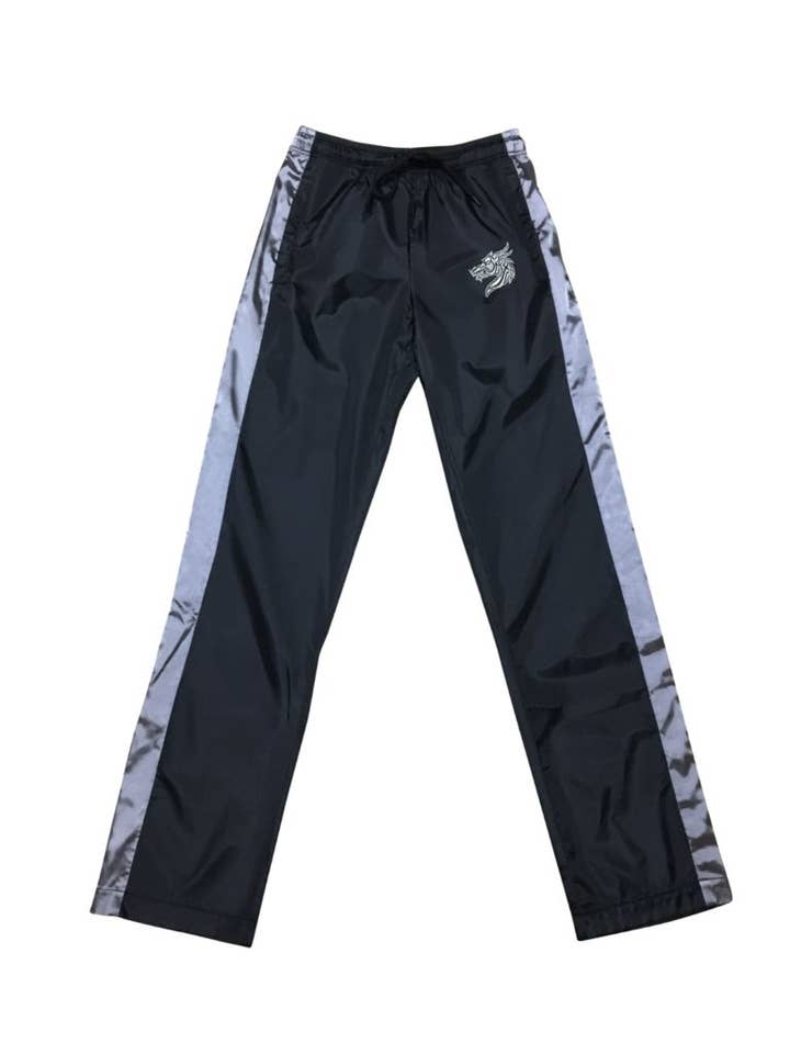 Silver Striped Windbreaker Pants - Black for wholesale by Zein