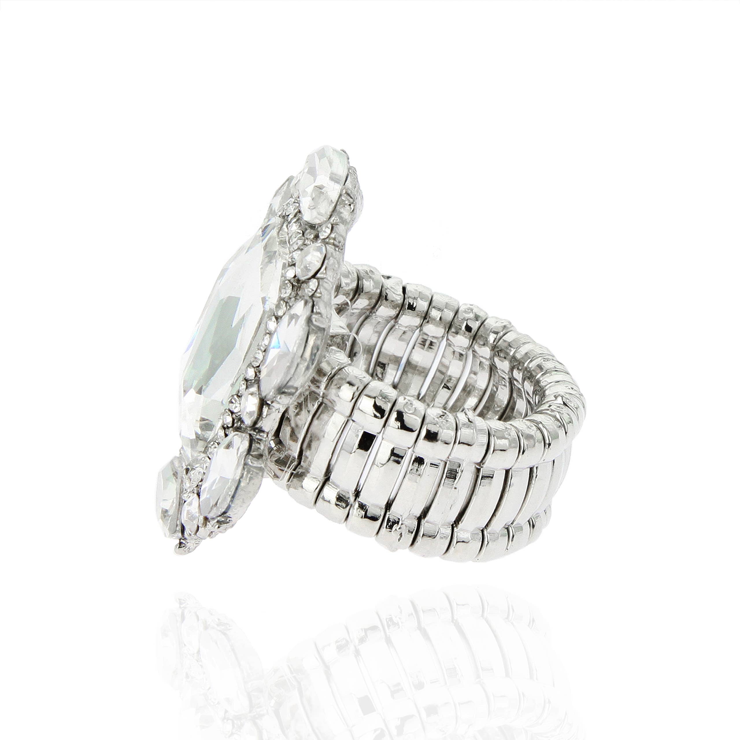 SP Sophia Collection - Wholesale Cocktail/Statement Ring - Victorian Style Rhinestone Stretch Ring7