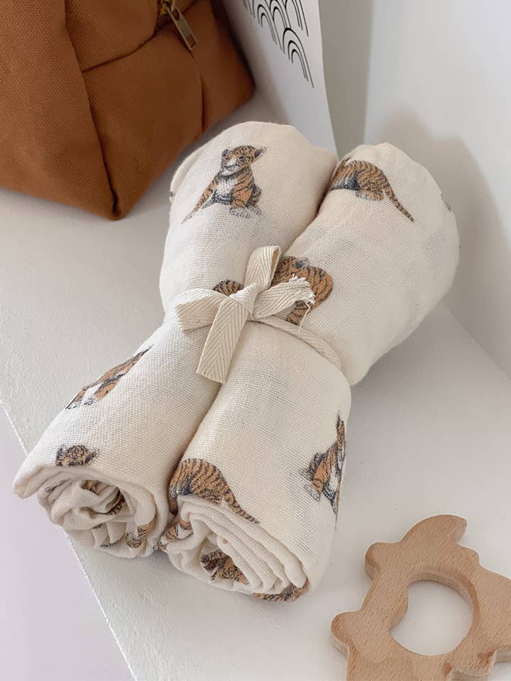 Lot de 2 langes - GASPARD - Tigre/Tigre pour la vente par Milinane