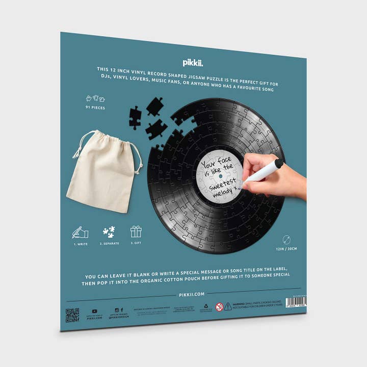 Pikkii - Wholesale Puzzle - Adult - 12" Vinyl Record Jigsaw Puzzle | Personalised Music Gift7