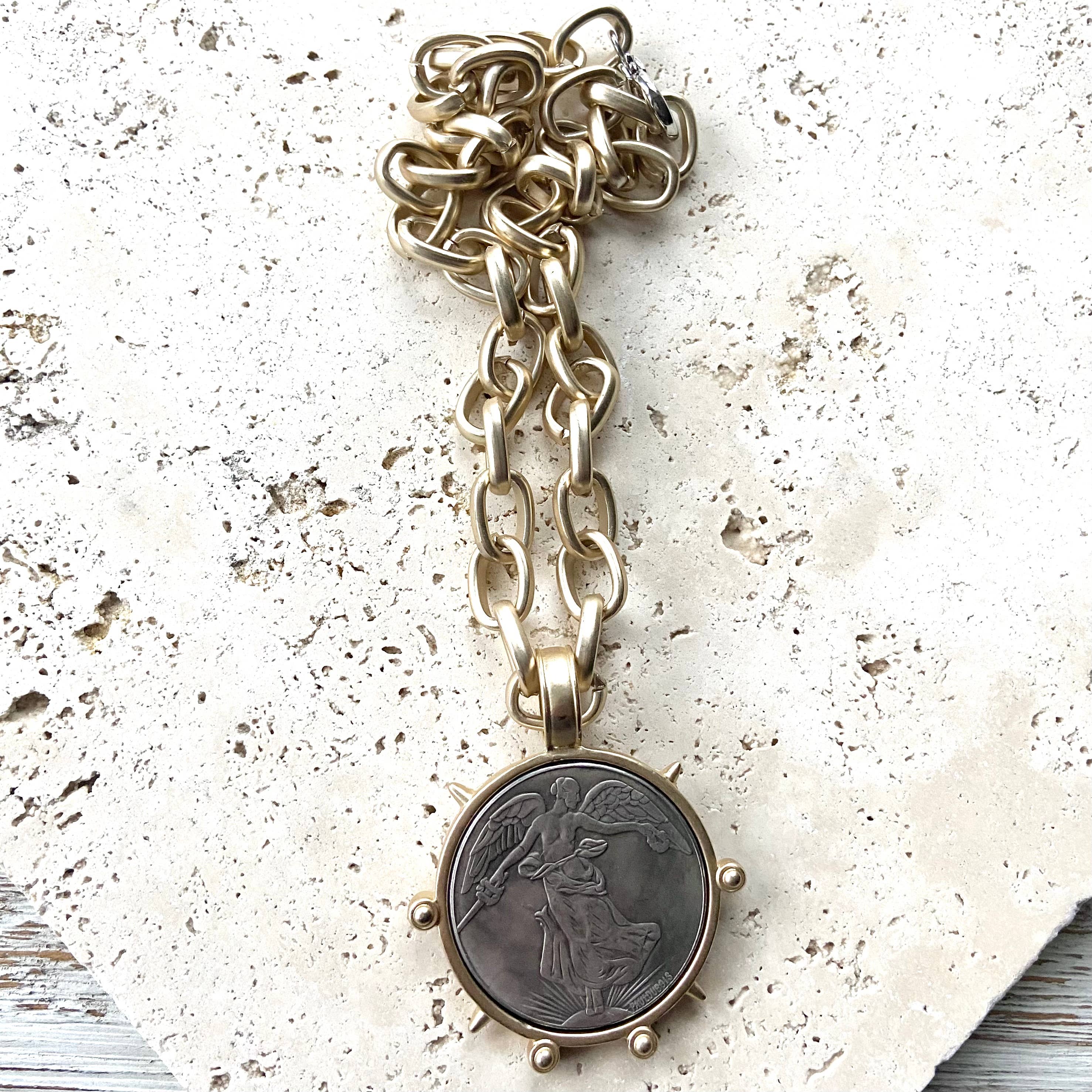 VB&CO Designs Handmade Jewelry - Wholesale Pendant/Charm Necklace - Medallion French Angel coin necklace boutique  jewelry2