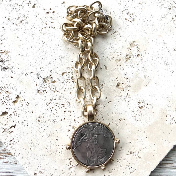 VB&CO Designs Handmade Jewelry - Wholesale Pendant/Charm Necklace - Medallion French Angel coin necklace boutique jewelry2