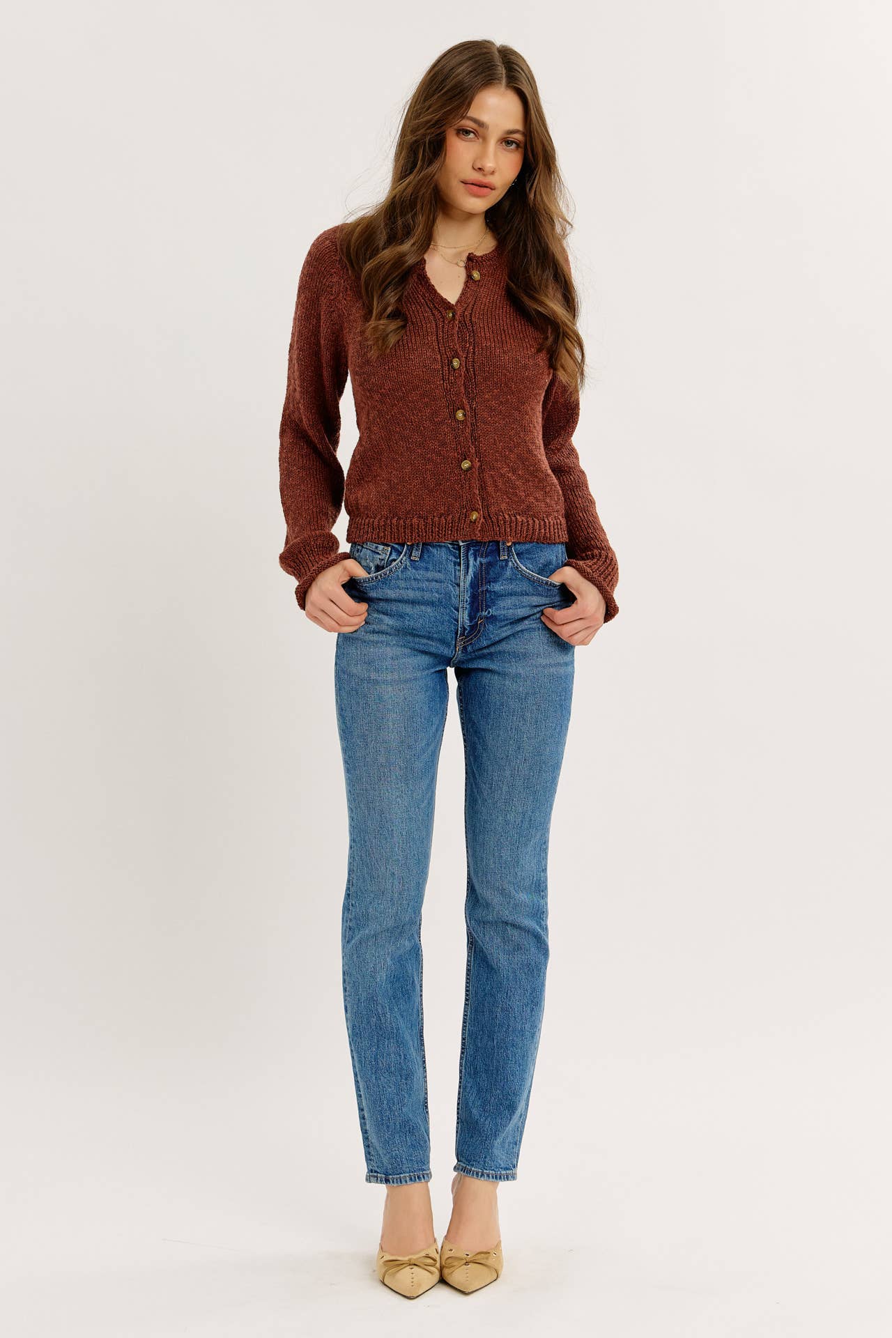 idem ditto – Engroshandel Cardigan - Dame – LETSTRUKTURERET CARDIGAN MED KNAPPER15