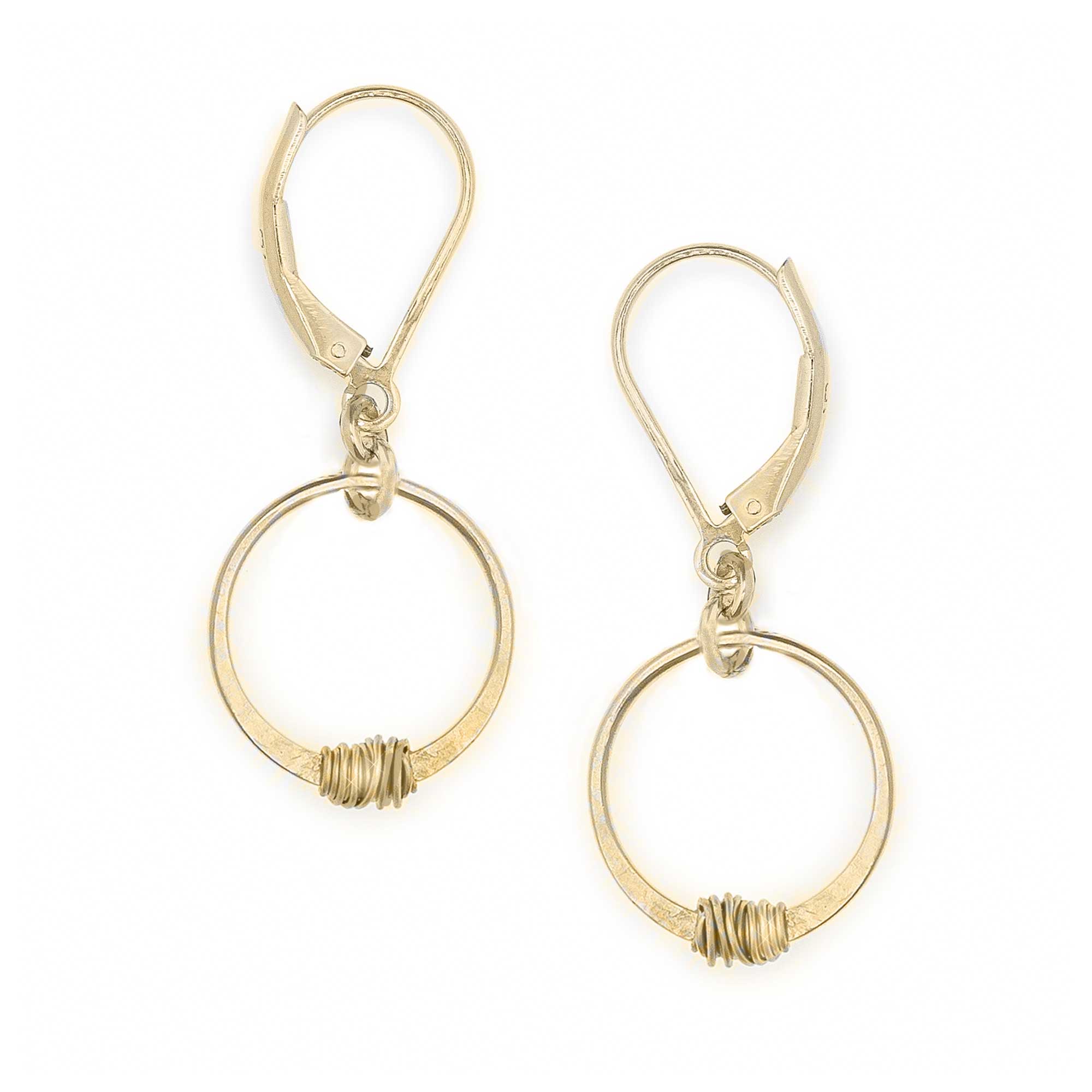 Freshie & Zero - Wholesale Dangle Earrings - Wire Wrapped Circle Dainty Drop Earrings, STITCH5