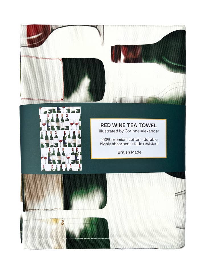 Toalha de Chá Vinho Tinto - British Made - Vinho Tinto - Algodão por atacado de Corinne Alexander
