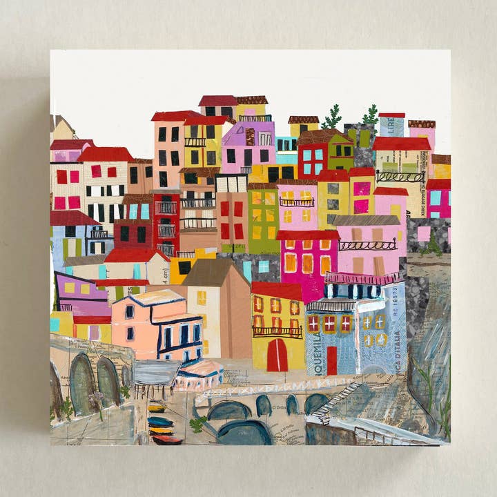 Handmade Cinque Terre Memory Block for wholesale by Jennifer Clifford’s Adventures in Collage
