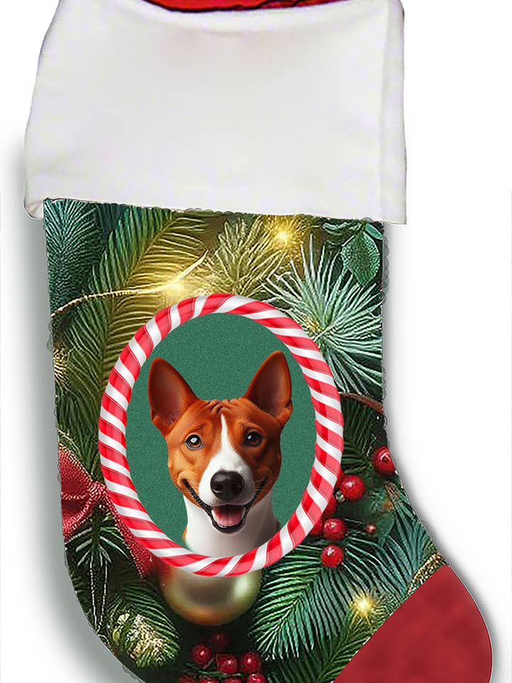 Basenji Vermelho e Branco - Meia de Natal por atacado de Best of Breed Products