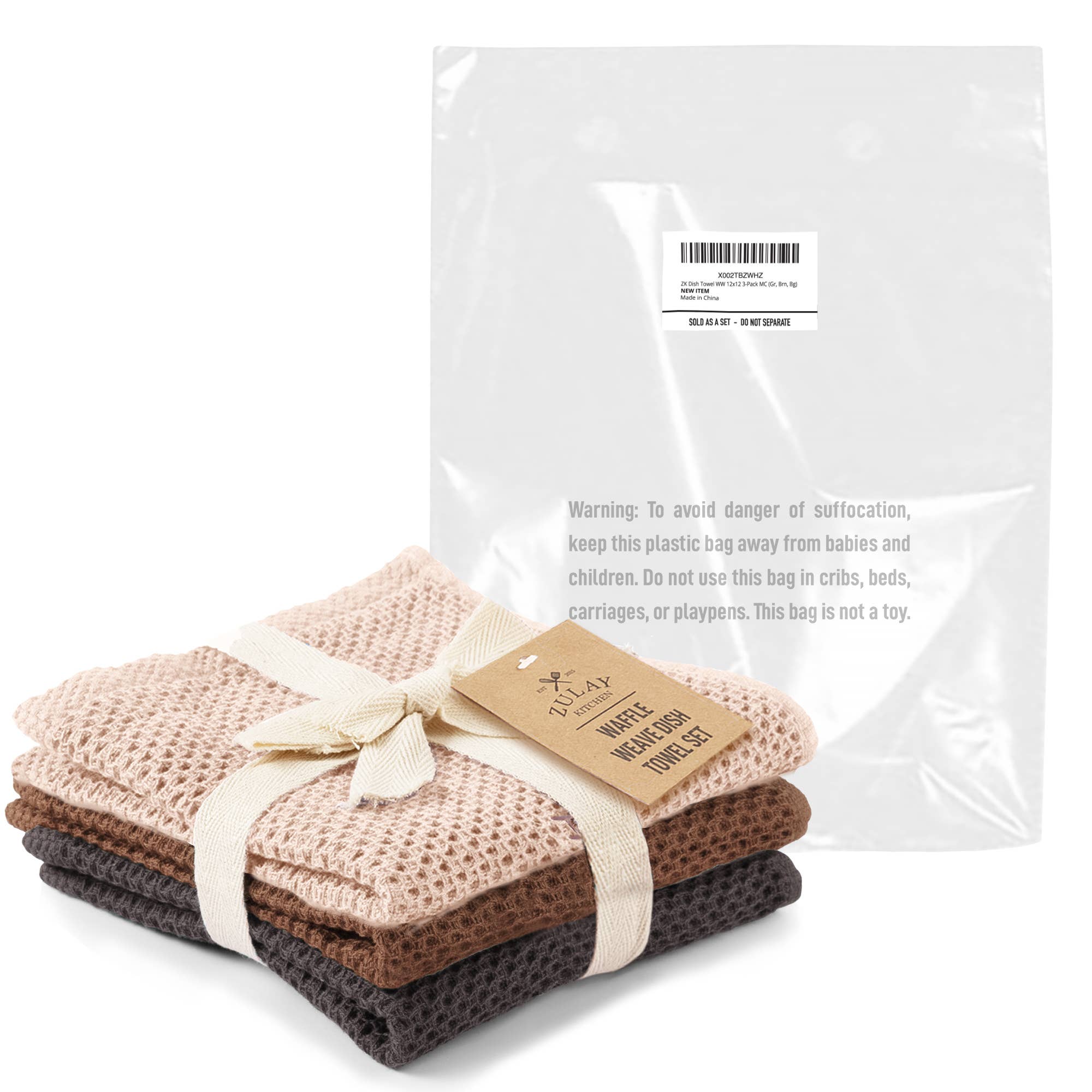 Zulay Kitchen - Vente Torchon - Torchons à vaisselle en tissu gaufré, 12 x 12 pouces (paquet de 3)19