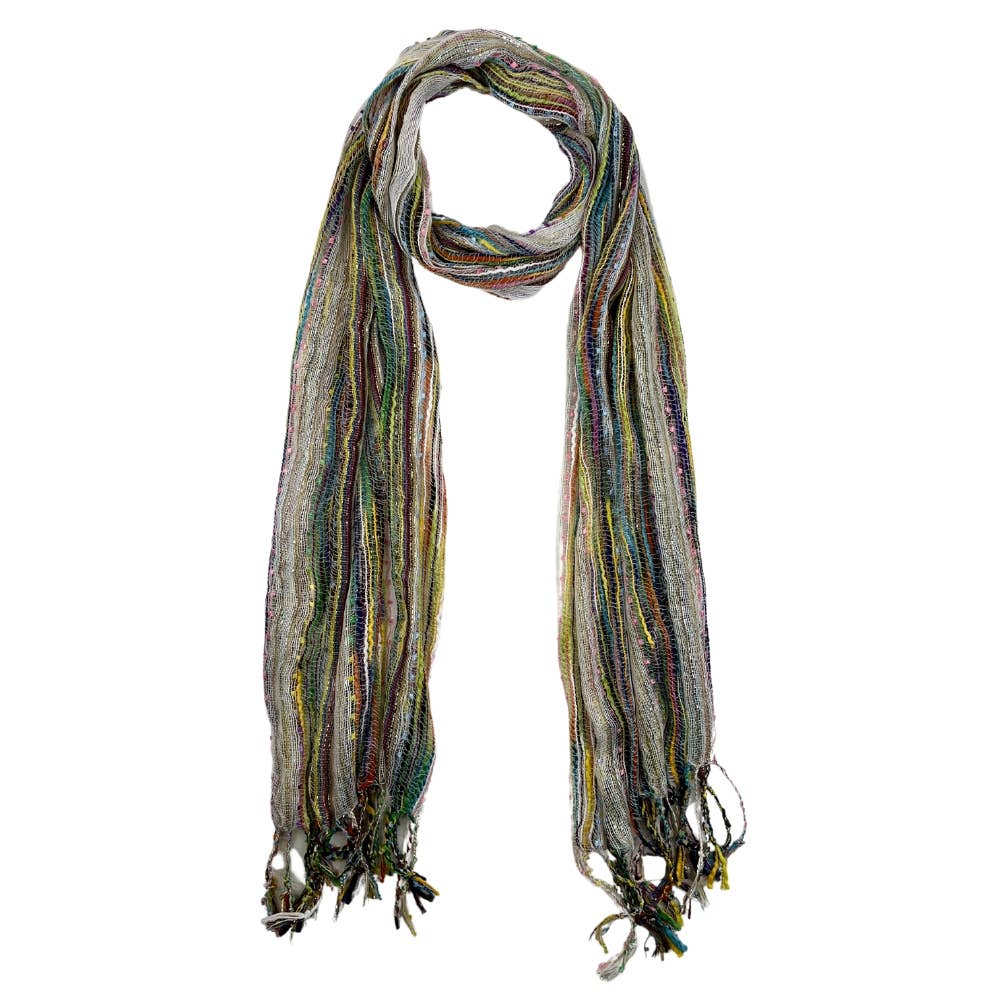 Humble Hilo – wholesale Scarf – Women's – Humble Hilo Multicolored Thread Artisan Scarf115