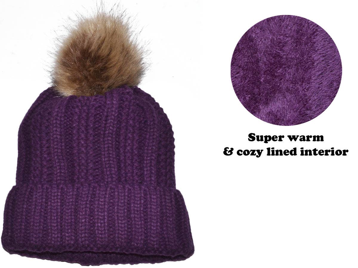 Buck Wholesale - Wholesale Beanie - Women's - Winter Beanie with Removable Raccoon Fur Pom-Pom15