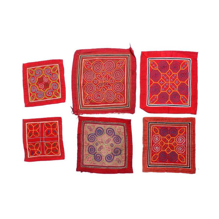 LOT : Tissu Vintage Brodé Fabriqué de Manière Durable 6 Pièces - Thaïlande pour la vente par Lumily