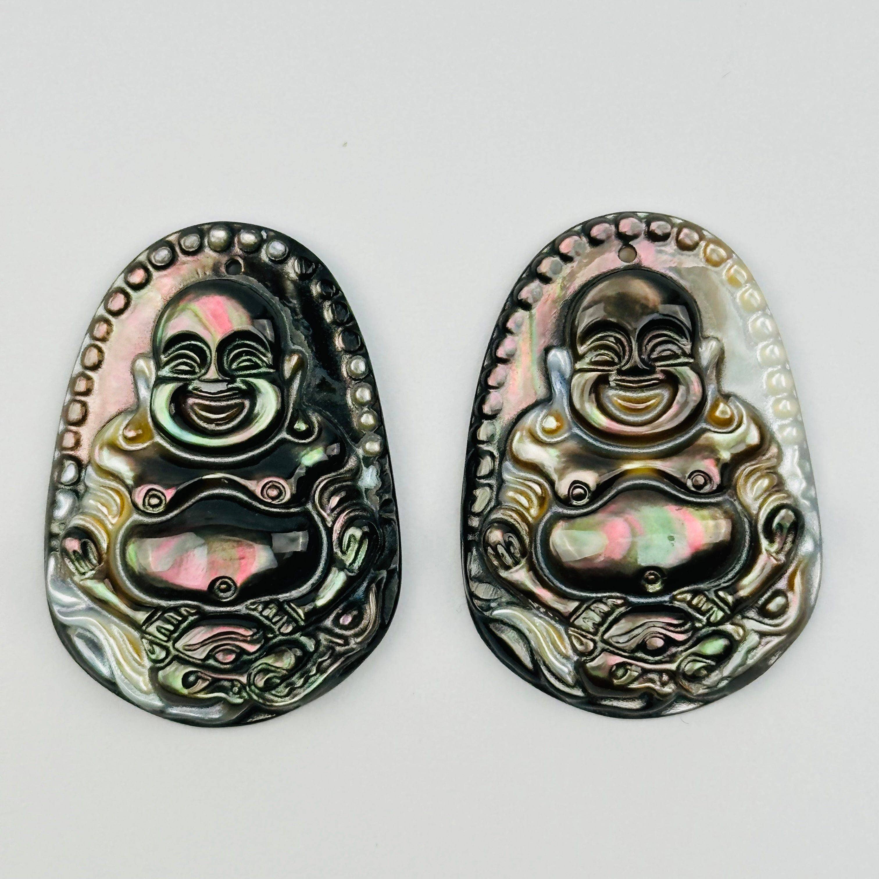 Rock Paradise – wholesale Individual charm/pendant – Abalone Buddha Pendant - Top Drilled -2