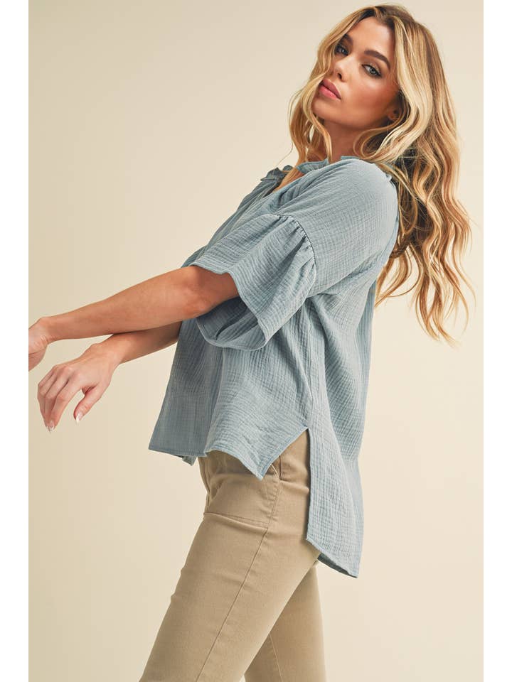 AEMI + CO - Wholesale Blouse - Women's - 8258DK Tes 3/4 Sleeve Ruffle Top15