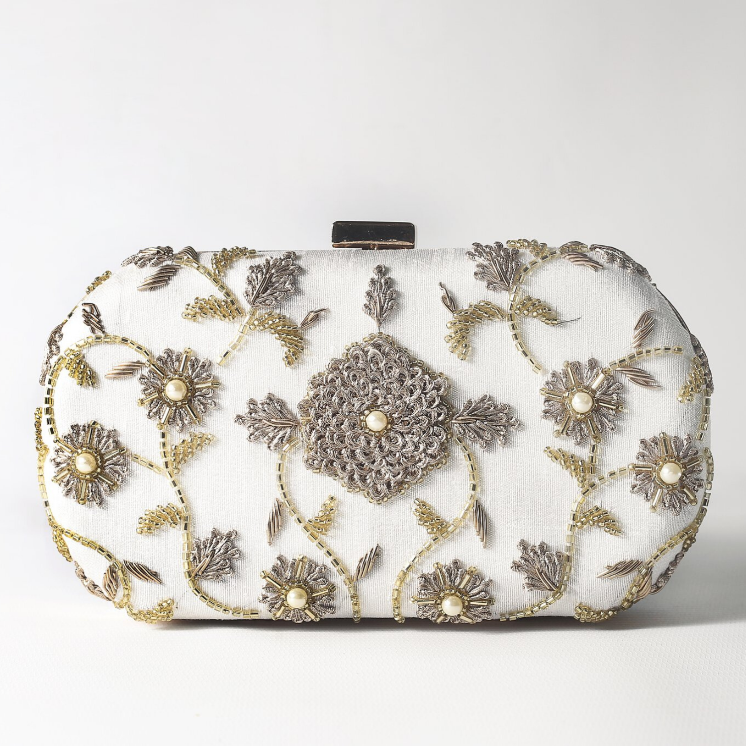 Clutch It Handbags - Wholesale Clutch Bag - Women's - AHANA Classic Minaudière Clutch with Zardozi Embroidery0