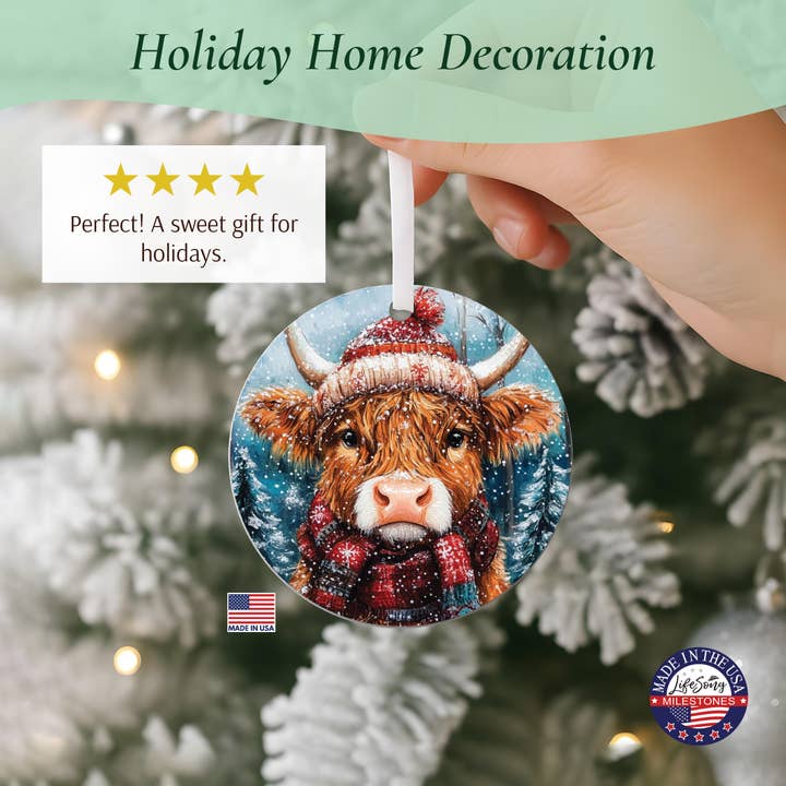 LifeSong Milestones - Wholesale Ornament - Highland Cow Christmas 2025 Ornament | Holiday Home Decor2