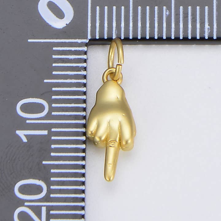 Beads Creation - Wholesale Individual charm/pendant - Dainty Middle Finger Charm 18K Gold Filled, CP15351